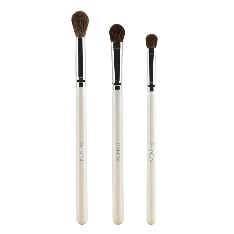 3pcs Eyeshadow Brushes Set with Soft Synthetic Hairs & Wood Handle