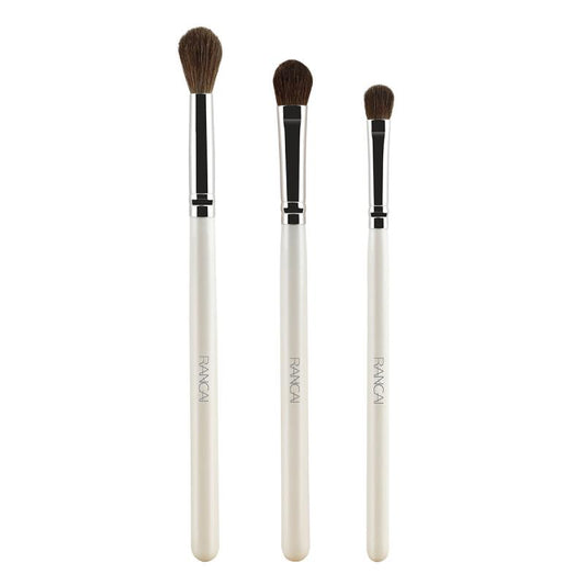 3pcs Eyeshadow Brushes Set with Soft Synthetic Hairs & Wood Handle