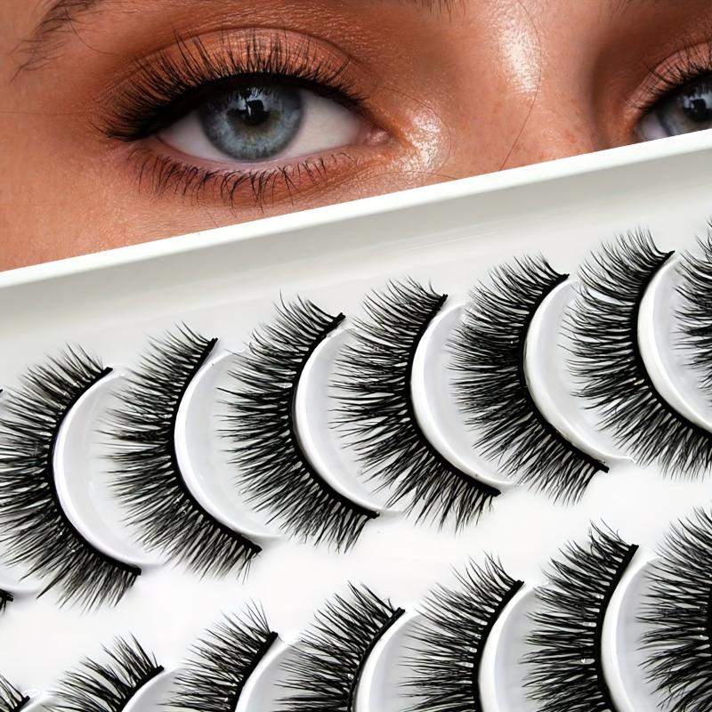 10 Pairs Natural Cross Fluffy Thick Faux Mink False Eyelashes