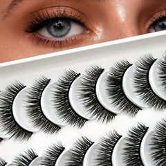 10 Pairs Natural Cross Fluffy Thick Faux Mink False Eyelashes