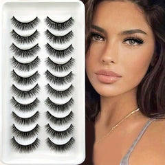 10 Pairs Natural Cross Fluffy Thick Faux Mink False Eyelashes