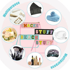 2pcs Chenille Letter Clear Makeup Pouch PVC Waterproof Travel Cosmetic Bag