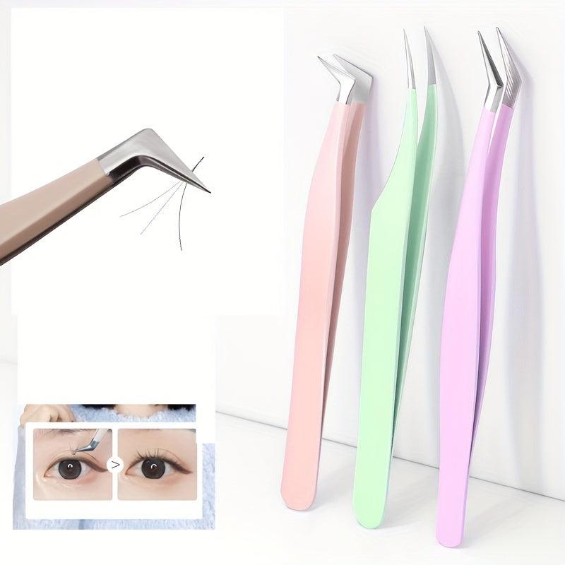 Stainless Steel Precision Eyelash Tweezers Curler Clip
