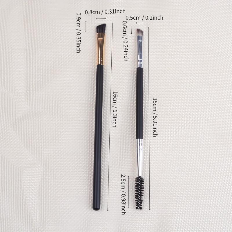 2pcs Double Headed Angled Eyeliner & Eyebrow Brush with Spoolie