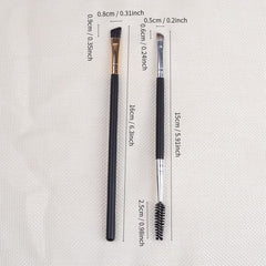 2pcs Double Headed Angled Eyeliner & Eyebrow Brush with Spoolie