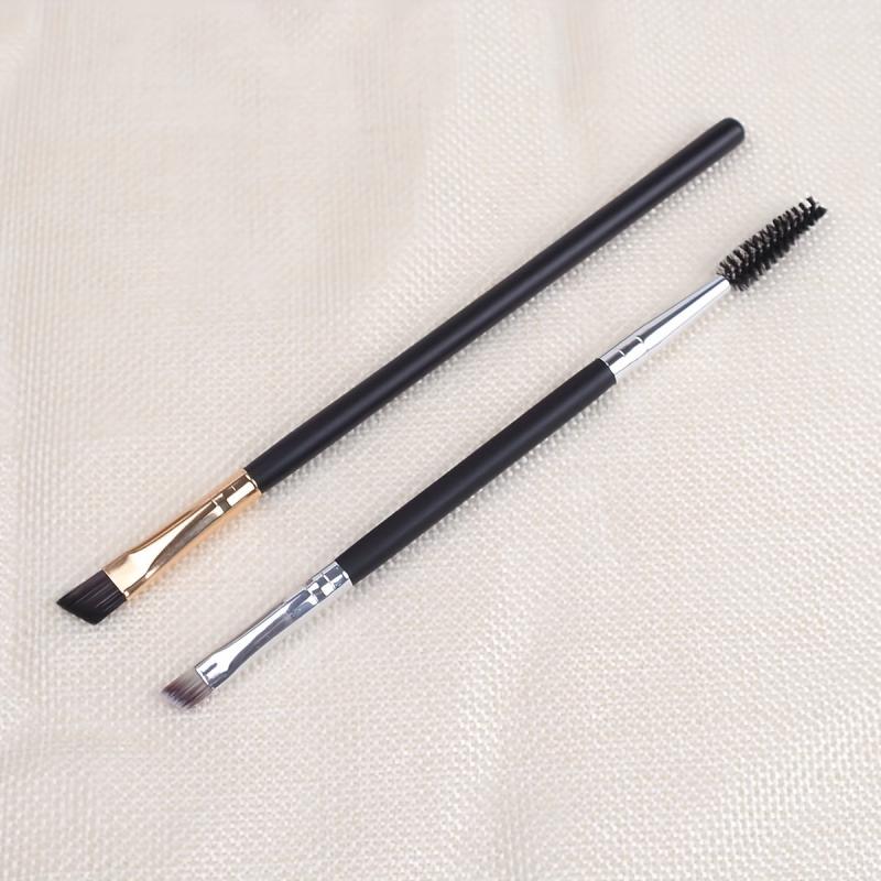 2pcs Double Headed Angled Eyeliner & Eyebrow Brush with Spoolie