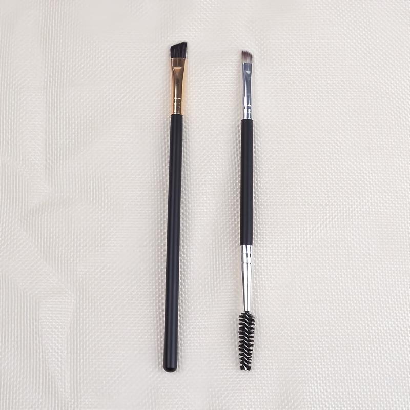 2pcs Double Headed Angled Eyeliner & Eyebrow Brush with Spoolie
