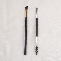 2pcs Double Headed Angled Eyeliner & Eyebrow Brush with Spoolie