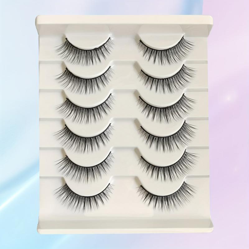 6 Pairs Cat Eye False Eyelashes Natural 3D Ultra Lightweight Faux Mink