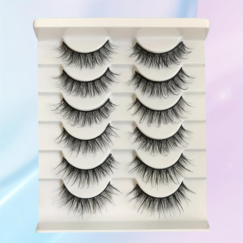 6 Pairs Cat Eye False Eyelashes Natural 3D Ultra Lightweight Faux Mink