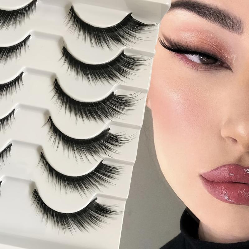 6 Pairs Cat Eye False Eyelashes Natural 3D Ultra Lightweight Faux Mink