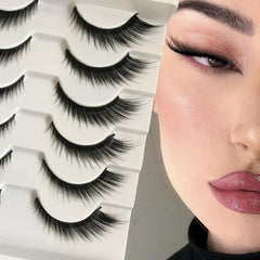 6 Pairs Cat Eye False Eyelashes Natural 3D Ultra Lightweight Faux Mink