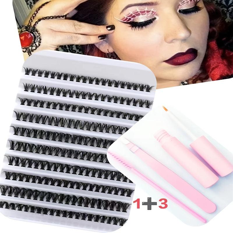 DIY Self Grafting False Eyelashes 10 Rows 200pcs Clusters 3D Effect