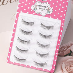 5 Pairs Natural Look 3D Mink Cat Eye Lashes 15mm Wispies
