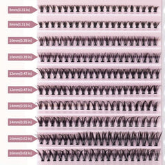 Fluffy and Natural 200 Cluster Fishtail Lashes 8-16mm Eyelashes