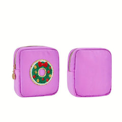 Chenille Makeup Bag Towel Embroidered Pattern Holiday Candy Bag