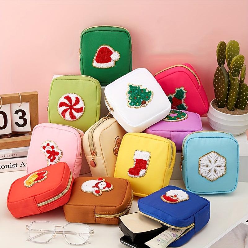 Chenille Makeup Bag Towel Embroidered Pattern Holiday Candy Bag