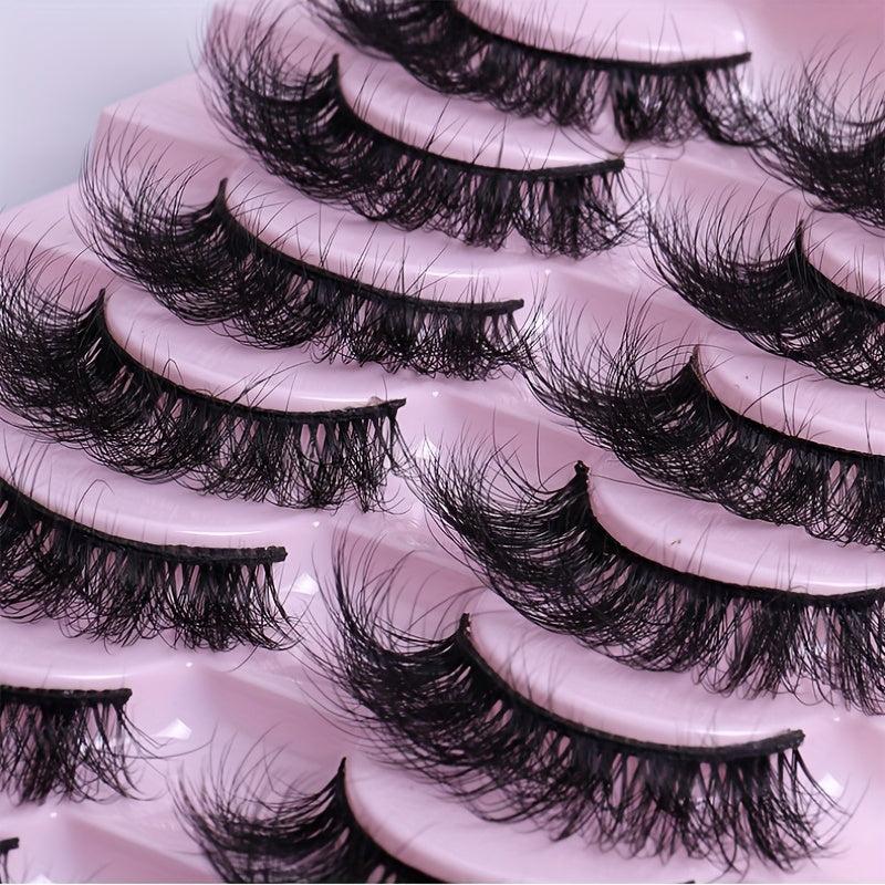 10 Pairs Messy Faux Mink False Eyelashes 3D Curly Lashes Extension