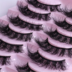 10 Pairs Messy Faux Mink False Eyelashes 3D Curly Lashes Extension