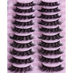 10 Pairs Messy Faux Mink False Eyelashes 3D Curly Lashes Extension
