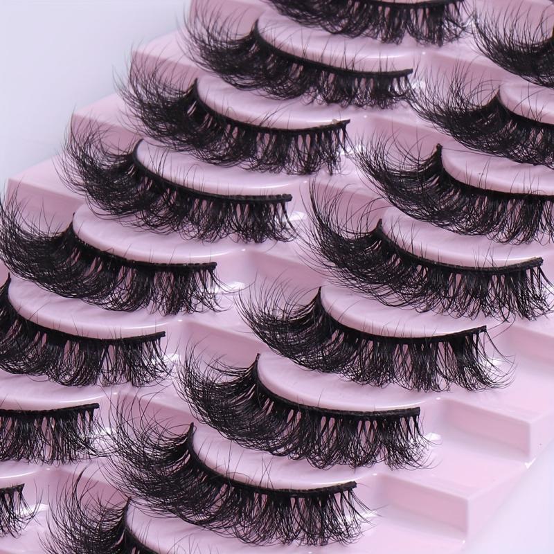 10 Pairs Messy Faux Mink False Eyelashes 3D Curly Lashes Extension