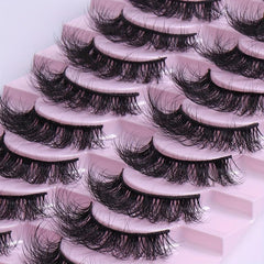 10 Pairs Messy Faux Mink False Eyelashes 3D Curly Lashes Extension
