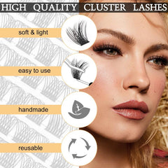 DIY Eyelash Extensions Kit 120 Pcs Clusters Applicator Tool Glue Remover