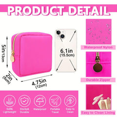 Waterproof Nylon Makeup Bag - Hot Red