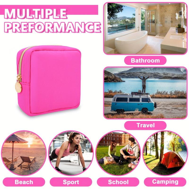 Waterproof Nylon Makeup Bag - Hot Red