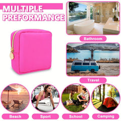 Waterproof Nylon Makeup Bag - Hot Red