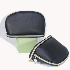 Double Layer Roundtop Makeup Bag Portable Toiletry Bag With Zipper