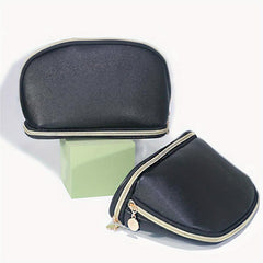 Double Layer Roundtop Makeup Bag Portable Toiletry Bag With Zipper
