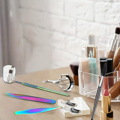 4PCS False Eyelash Extension Clip Pliers Set with Mirror Eyebrow Tweezers