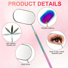 4PCS False Eyelash Extension Clip Pliers Set with Mirror Eyebrow Tweezers