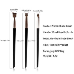 3pcs Fine Angled Eyeliner Brush Ultra Thin Precision Eye Liner Makeup Brushes