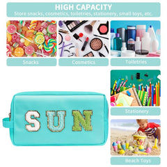 Preppy Makeup Bag Waterproof Toiletry Bag with Strap