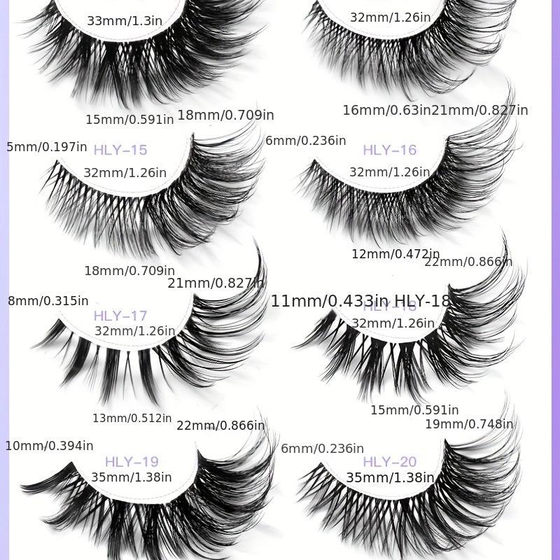 7 Pairs Natural Thick Curling False Eyelashes for Dramatic Look