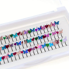 3D Butterfly Heart Glitter False Lashes Mix Individual Extensions D Curl
