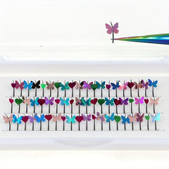 3D Butterfly Heart Glitter False Lashes Mix Individual Extensions D Curl