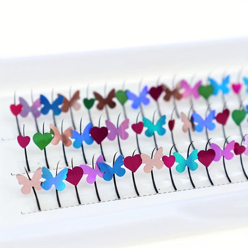3D Butterfly Heart Glitter False Lashes Mix Individual Extensions D Curl