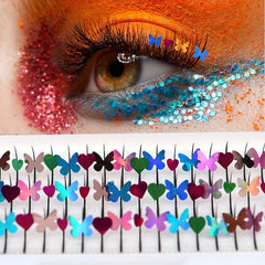 3D Butterfly Heart Glitter False Lashes Mix Individual Extensions D Curl