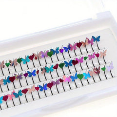 3D Butterfly Heart Glitter False Lashes Mix Individual Extensions D Curl