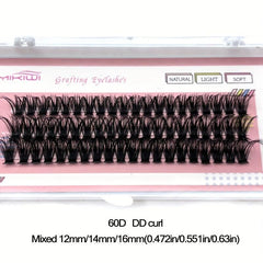 60pcs DIY Cluster Eyelashes DD Curling 12 14 16mm Mixed Length 0 07mm Thickness