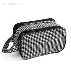 Houndstooth Travel Makeup Bag Organizer