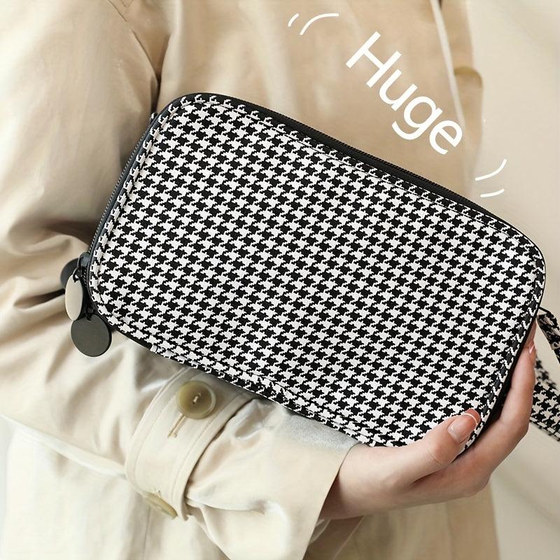 Houndstooth Travel Makeup Bag Organizer
