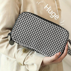 Houndstooth Travel Makeup Bag Organizer