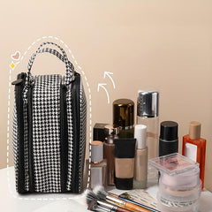 Houndstooth Travel Makeup Bag Organizer