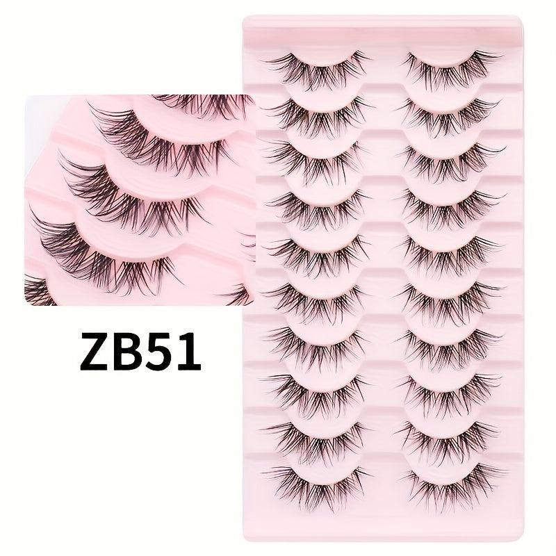 10 Pairs Short Natural Look False Eyelashes Soft Reusable