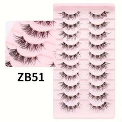 10 Pairs Short Natural Look False Eyelashes Soft Reusable