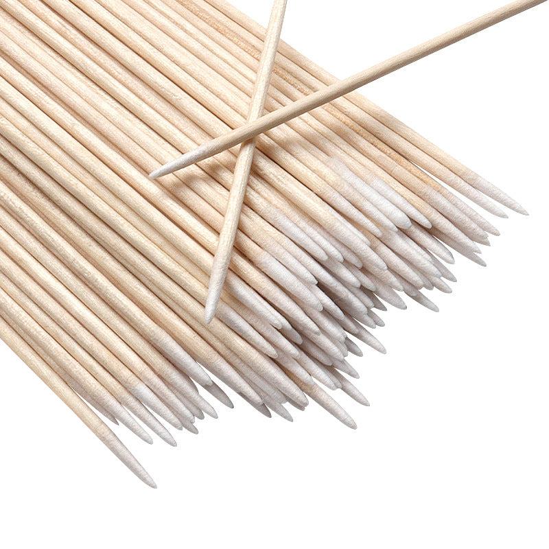 100pcs Long Wooden Swabs for Makeup & Cosmetic Remover Tool